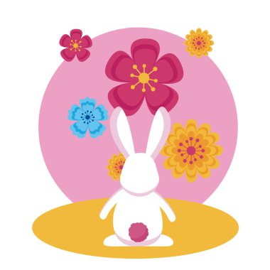 Orta sonbahar festivali vektör tasarımı Tavşan