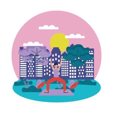 Kız yoga yapıyor vektör tasarımı poz