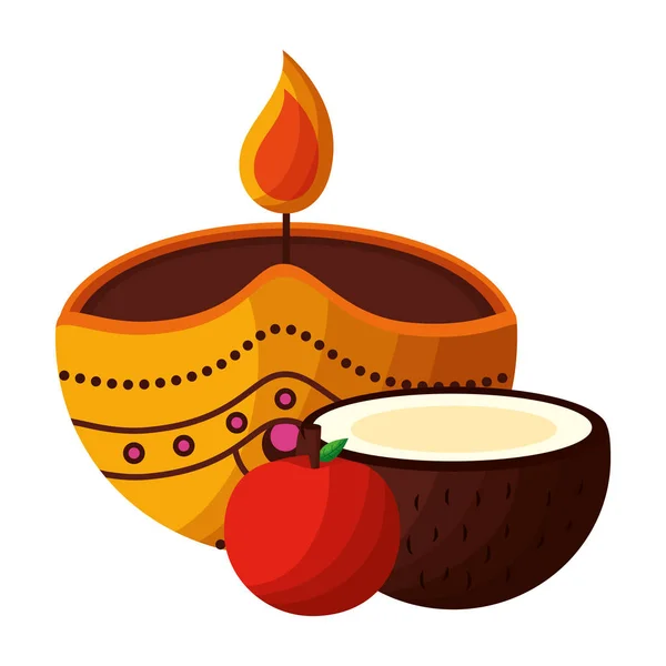 Candle of onam celebration design — Stock Vector