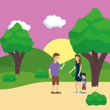 Park vektör tasarımında aile