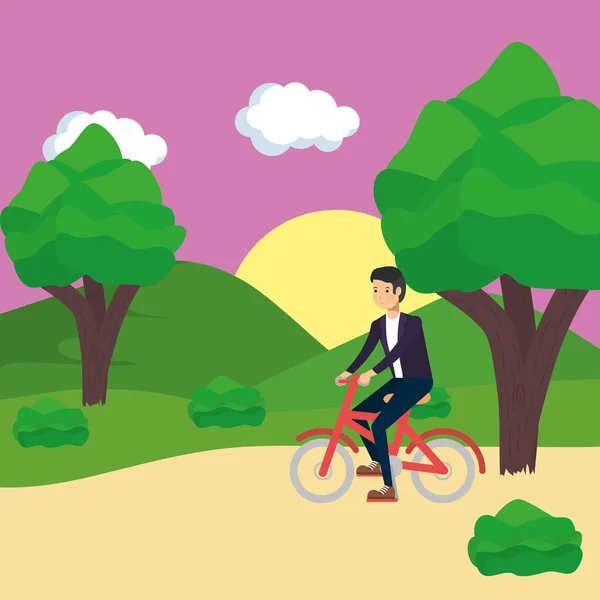 Man riding bike vector design — Stock Vector