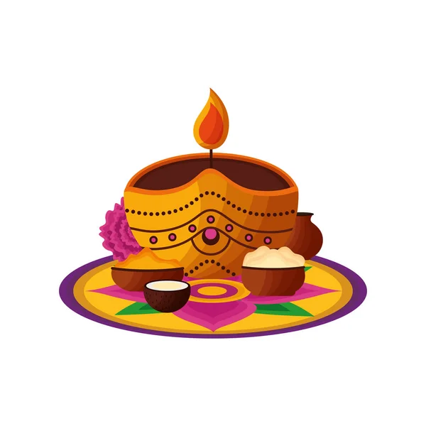 Vela de onam celebración diseño — Vector de stock