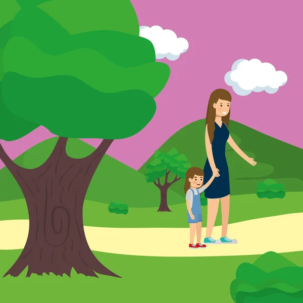 Family in park vector design