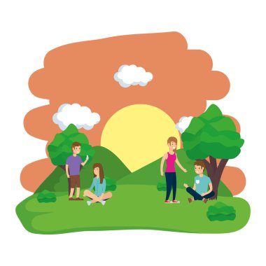 Park vektör tasarımında insanlar