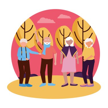 Büyükanne ve büyükbaba vektör tasarımı grubu