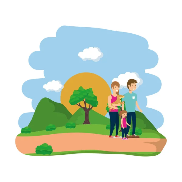 Family in park vector design — Stock Vector