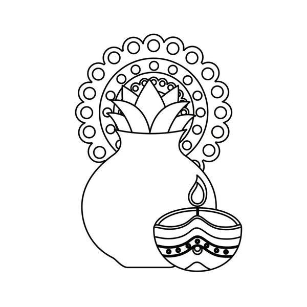 Olla de arcilla de diseño de celebración onam — Vector de stock
