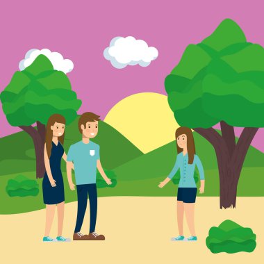 Park vektör tasarımında insanlar