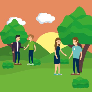 Park vektör tasarımında insanlar