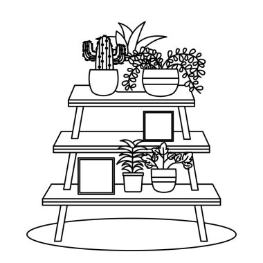 Tencere ve mobilya vektör tasarımı içinde Bitkiler