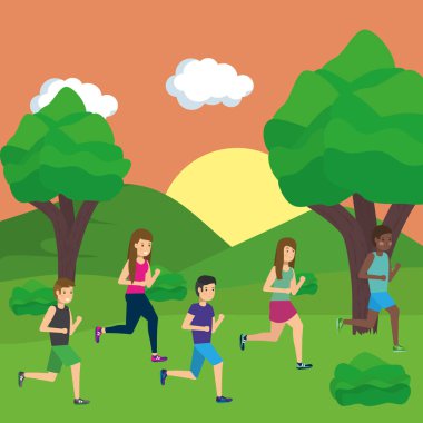 Park vektör tasarımında insanlar