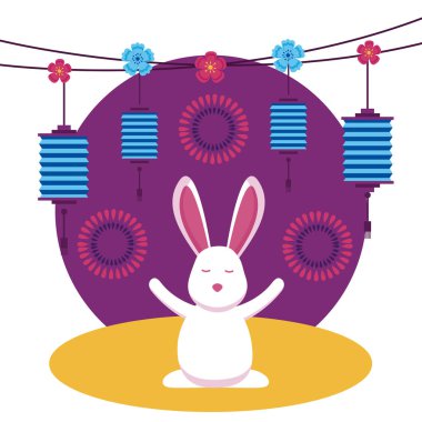 Orta sonbahar festivali vektör tasarımı Tavşan