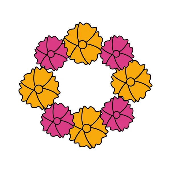 孤立した花の丸いデザイン — ストックベクタ