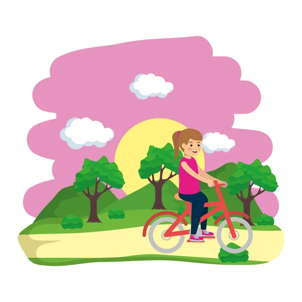 Γυναίκα οδήγηση ποδήλατο διανυσματικό σχεδιασμό — Διανυσματικό Αρχείο