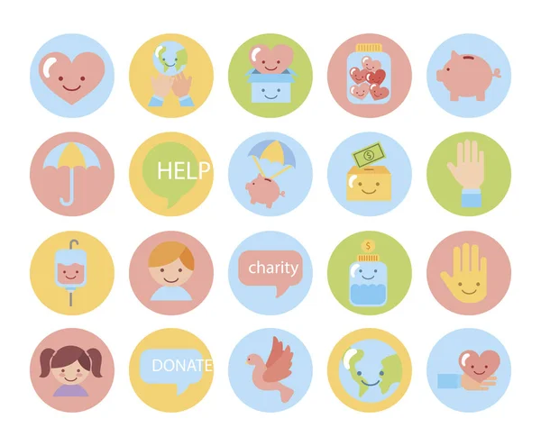 Pacote de ícones de campanha de caridade — Vetor de Stock