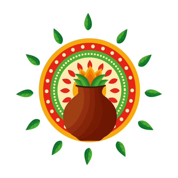 Clay pot of onam celebration design — Stock Vector