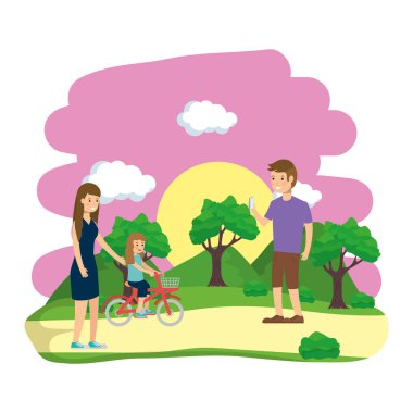 Park vektör tasarımında aile