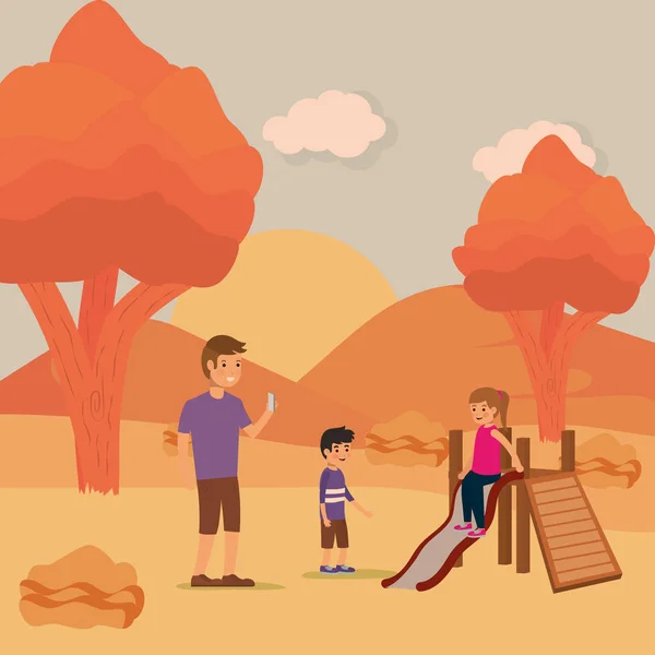 Family in park vector design