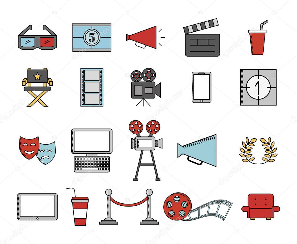 bundle of cinema entertainment set icons