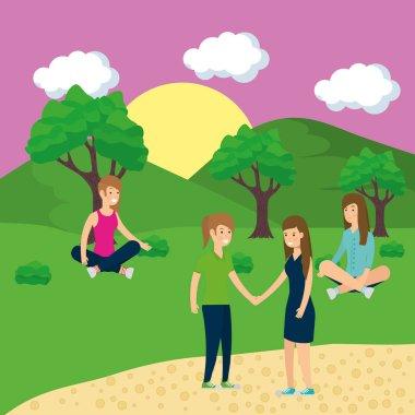 Park vektör tasarımında kadınlar