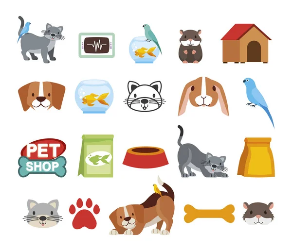 Csomag Pet Shop ikonok — Stock Vector