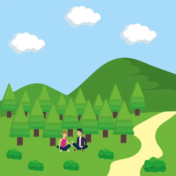 Couple in park vector design