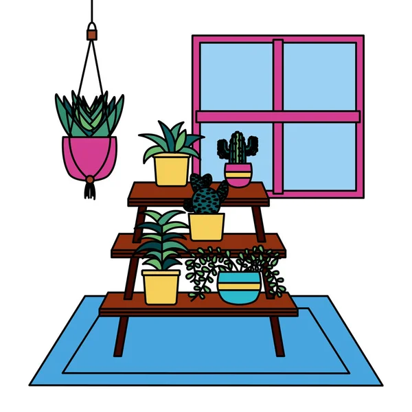 Tencere ve mobilya vektör tasarımı içinde Bitkiler