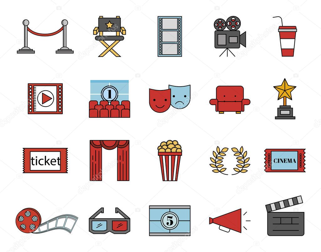 bundle of cinema entertainment set icons