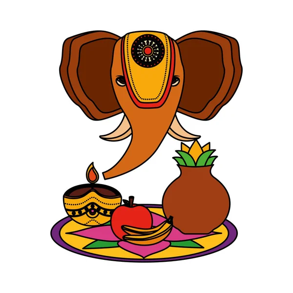 Elefante de onam celebración diseño — Vector de stock