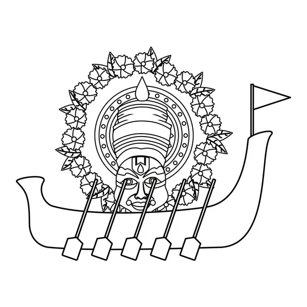 Snakeboat de onam celebración diseño — Vector de stock