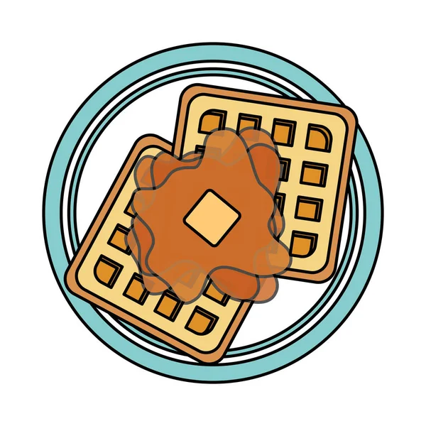 Isolato design vettoriale colazione waffle — Vettoriale Stock