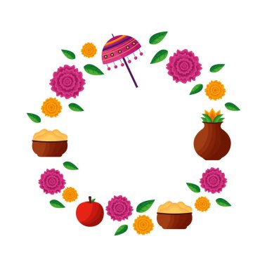 Onam kutlama tasarımı simge seti