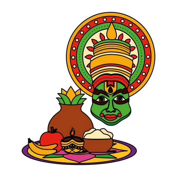 Kathakali de onam celebración diseño — Vector de stock