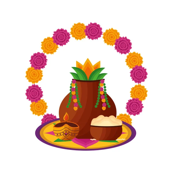 Olla de arcilla de diseño de celebración onam — Vector de stock