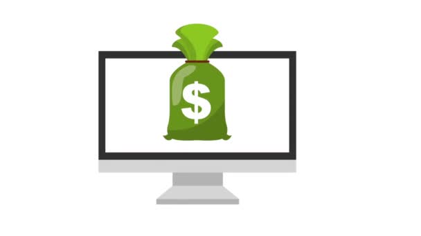 Finanças e economia online com desktop — Vídeo de Stock