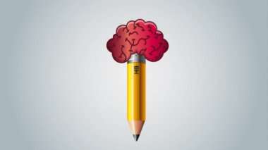beyin ve istatistik infografik animasyon ile kalem