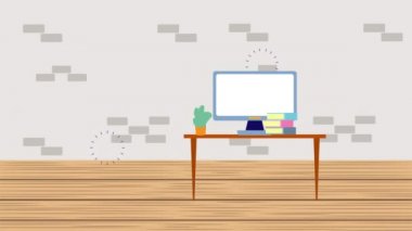 ofis animasyon bilgisayar kullanan işadamları