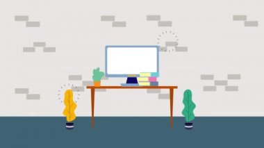 ofis animasyonmasaüstü kullanarak işadamı