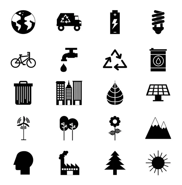 Paquete de iconos de conjunto ecológico — Vector de stock