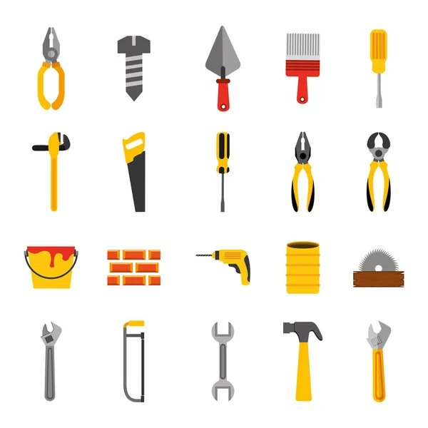 Bundel van bouw tools iconen — Stockvector