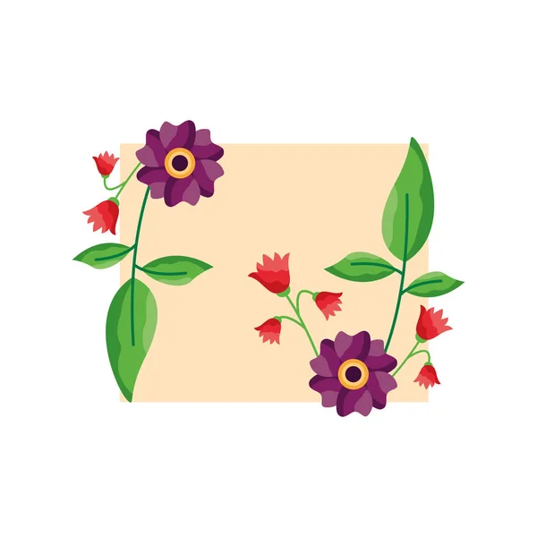 Flores aisladas tarjeta de diseño vectorial — Vector de stock