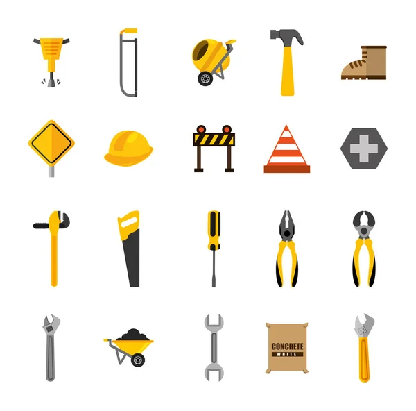 Bundle of construction tools icons — Stock Vector