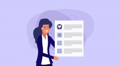 iş kadını kaldırma kontrol listesi belge animasyonu