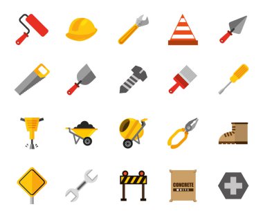 inşaat araçları simgeleri demeti