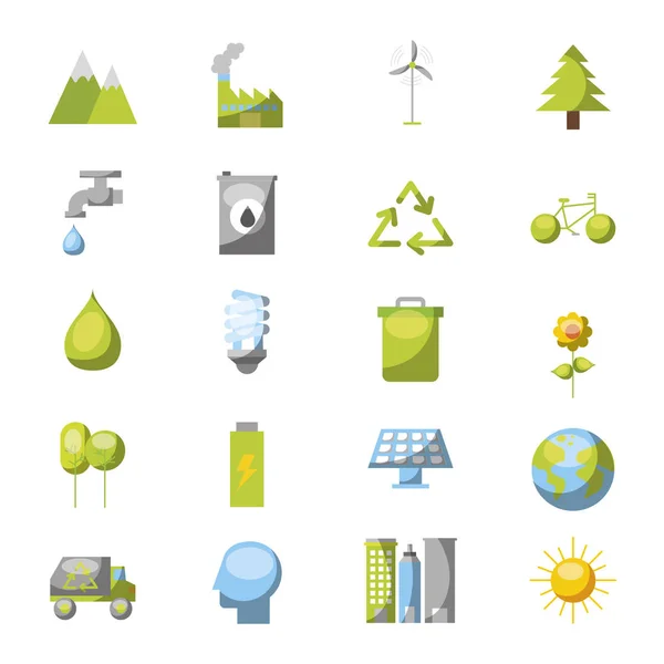Paket med miljövänliga set-ikoner — Stock vektor