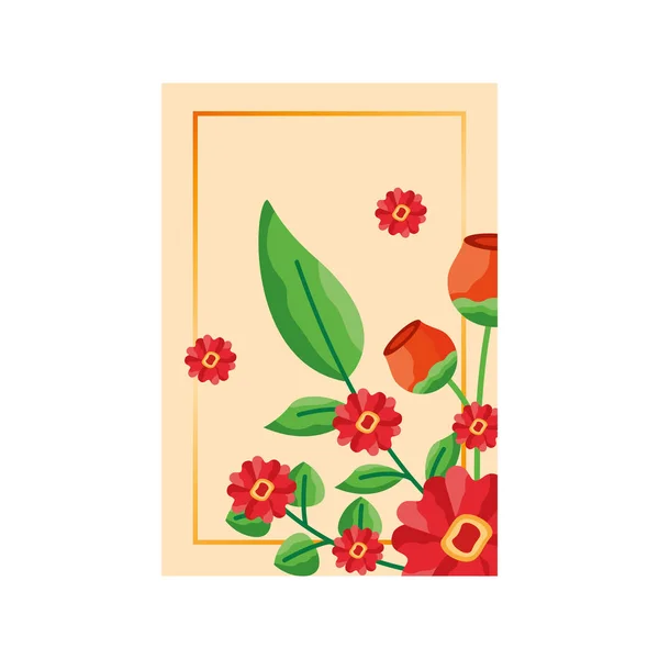 Flores aisladas tarjeta de diseño vectorial — Archivo Imágenes Vectoriales