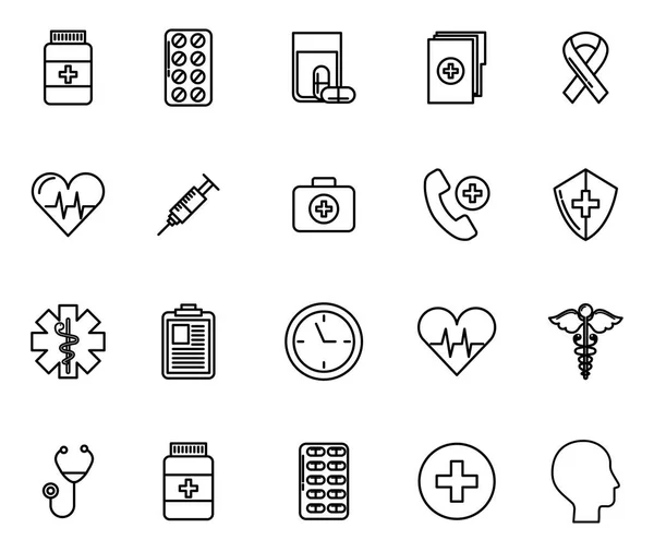 Bundel van medische gezondheidszorg iconen — Stockvector