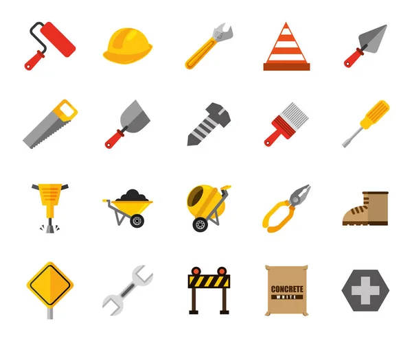 Bundle of construction tools icons — Stock Vector