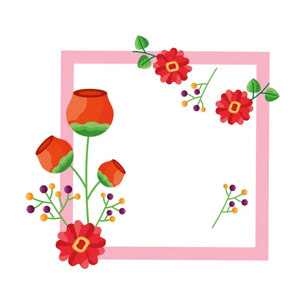 孤立した花フレームベクトル設計 — ストックベクタ
