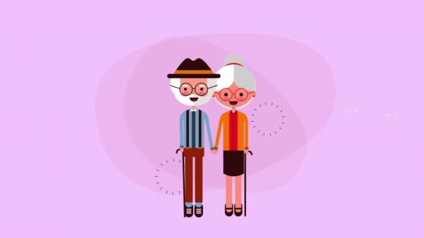 Heureux grand-parents carte de jour avec les amoureux de couple — Video